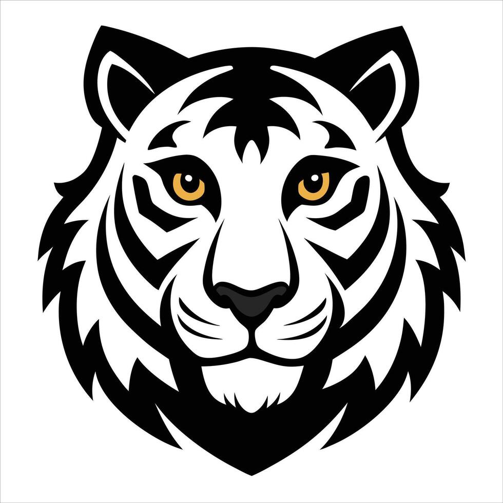 A tiger head with yellow eyes vector