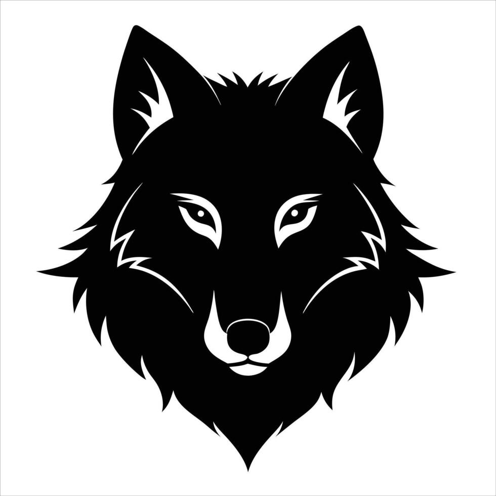 A black and white wolf head on a white background vector