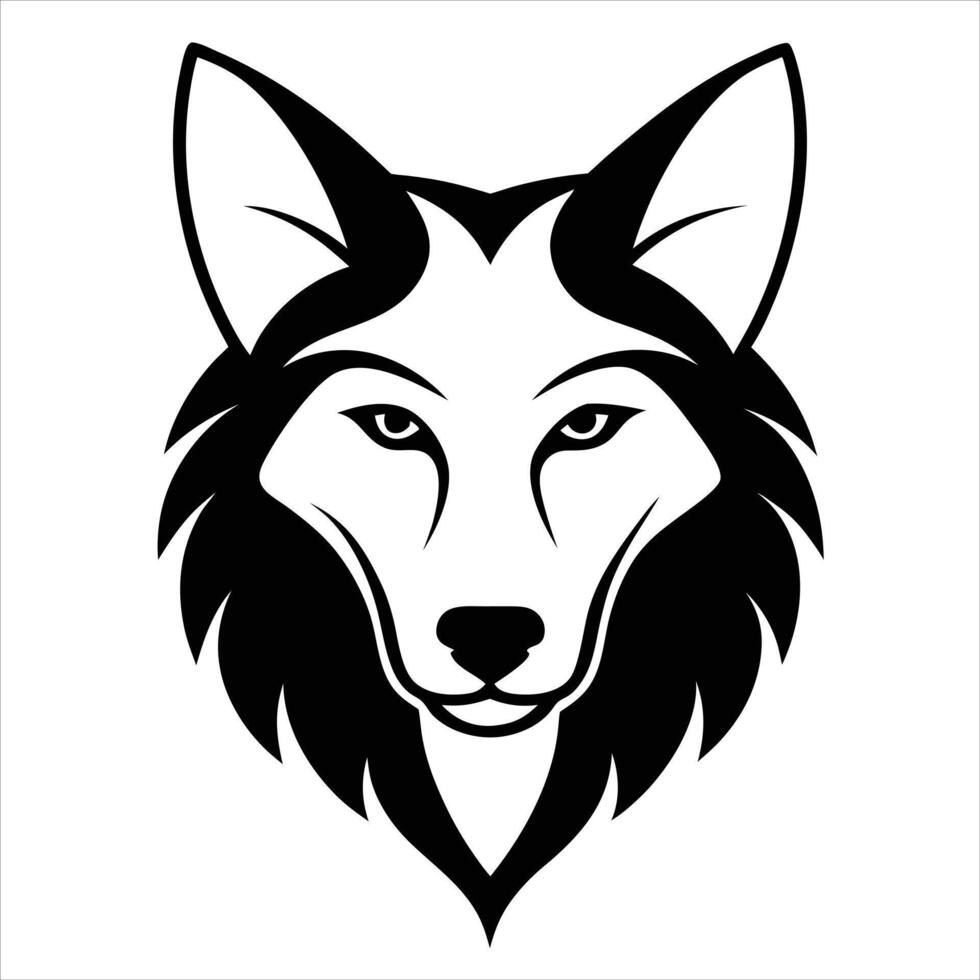 The wolf head is black and white on a white background vector