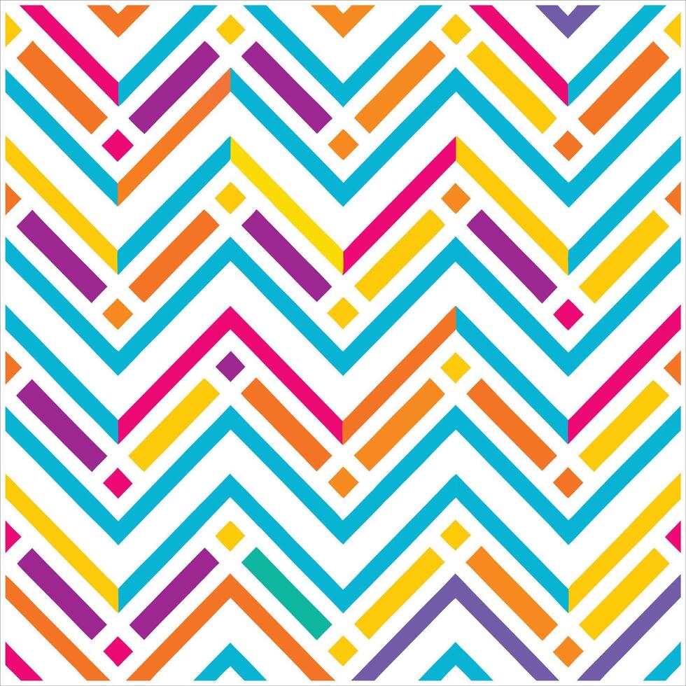 A colorful zigzag pattern with diagonal lines vector