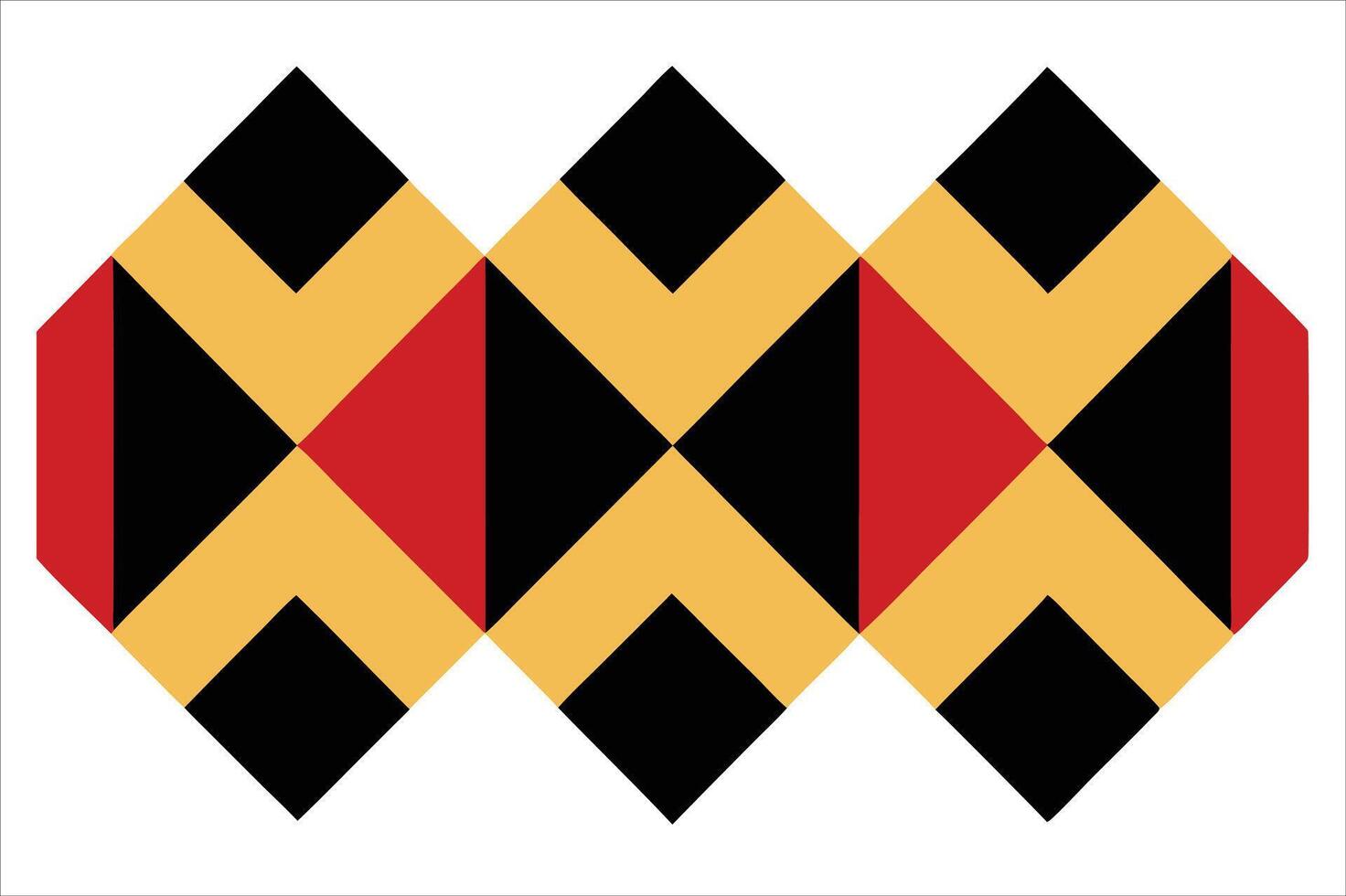 A red, yellow and black pattern with a diamond shape vector