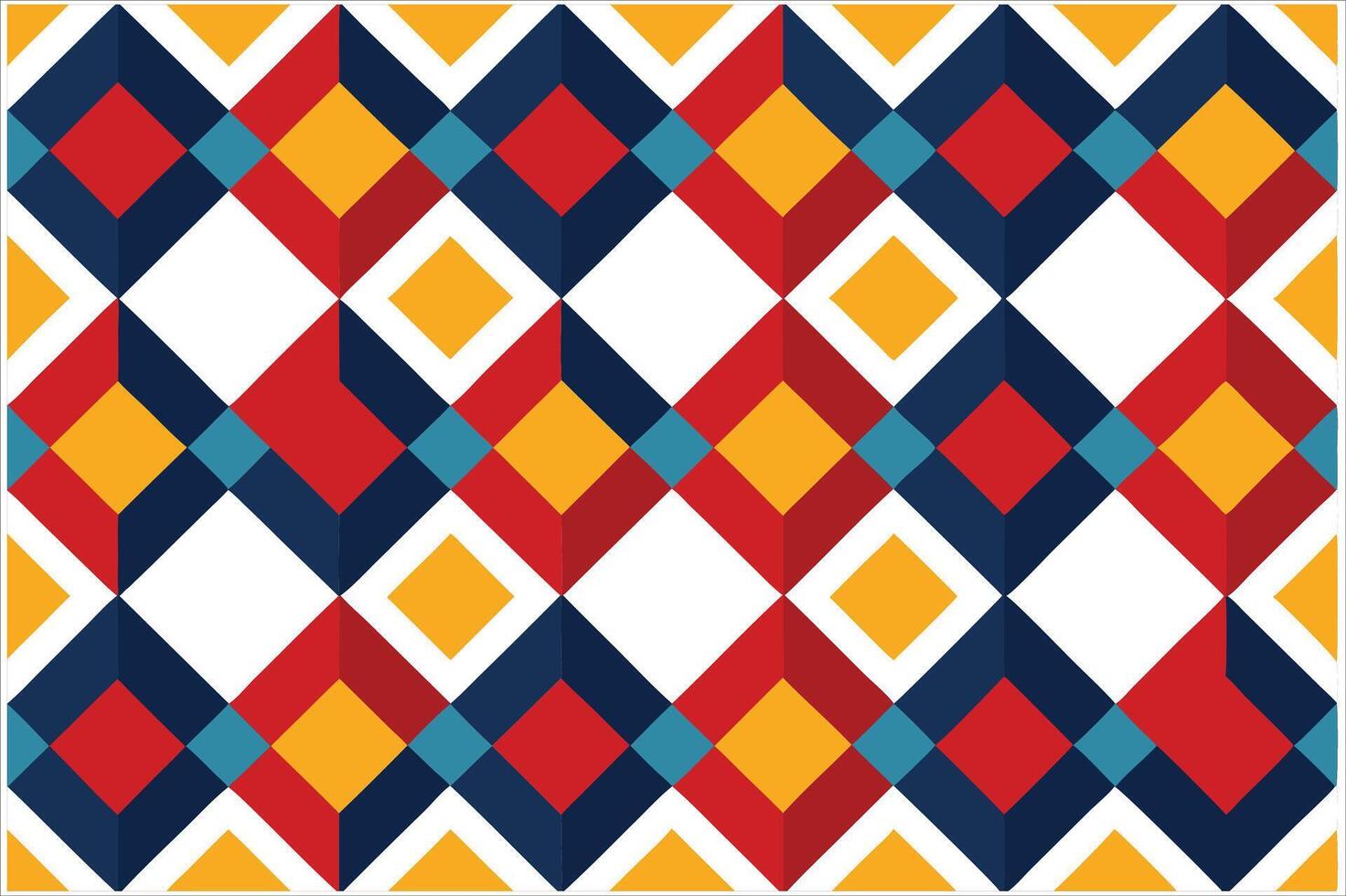 A colorful argyle pattern with red, yellow and blue squares vector