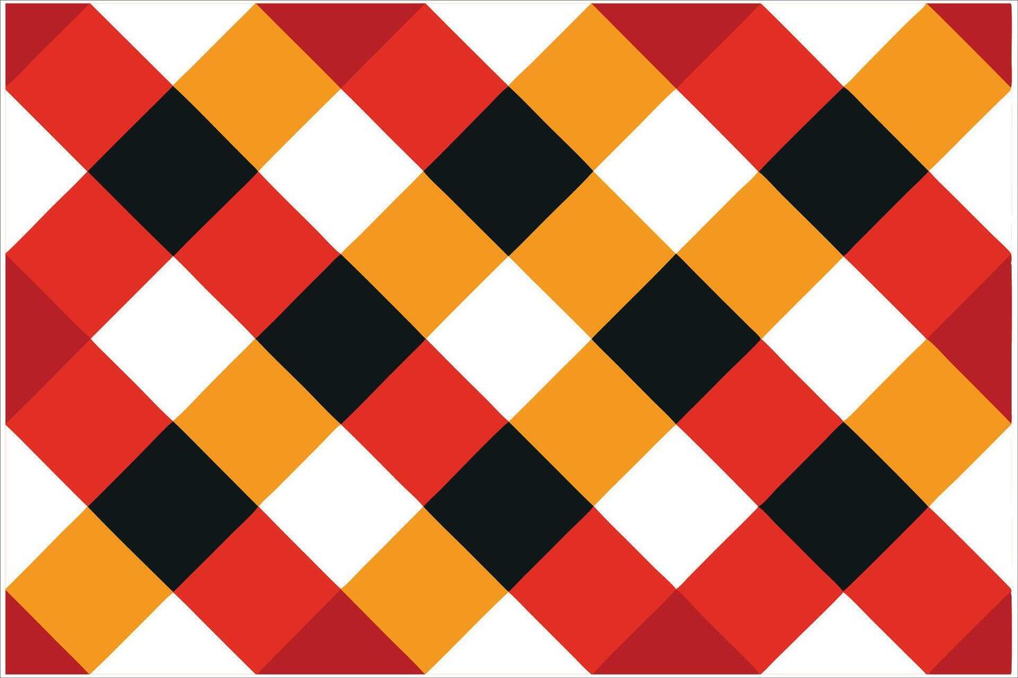 A red, orange and black argyle pattern vector