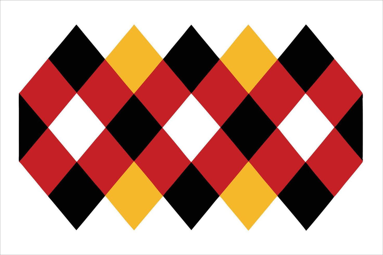 A red, yellow and black argyle pattern vector