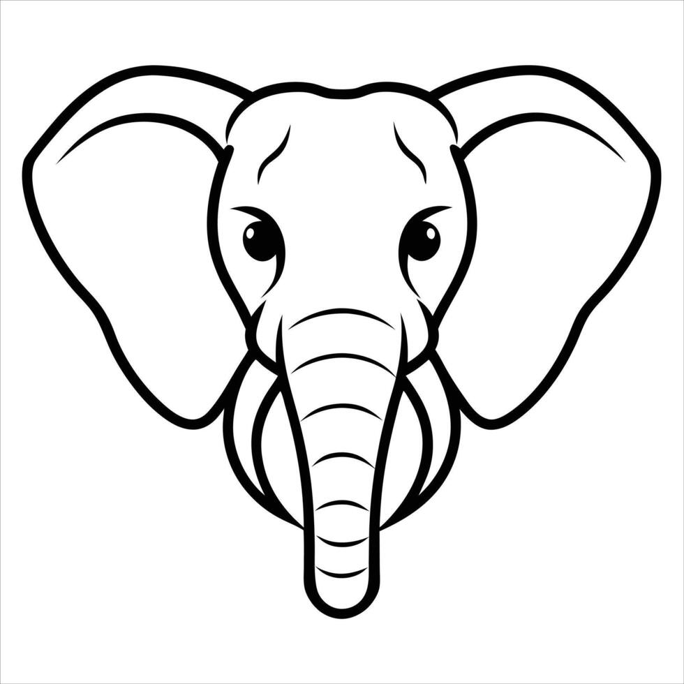 An elephant head is shown in a black and white drawing vector