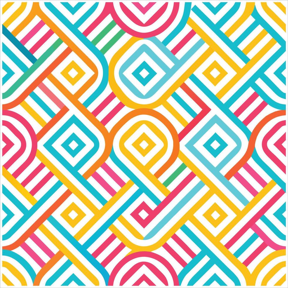 Colorful geometric pattern with lines and squares vector