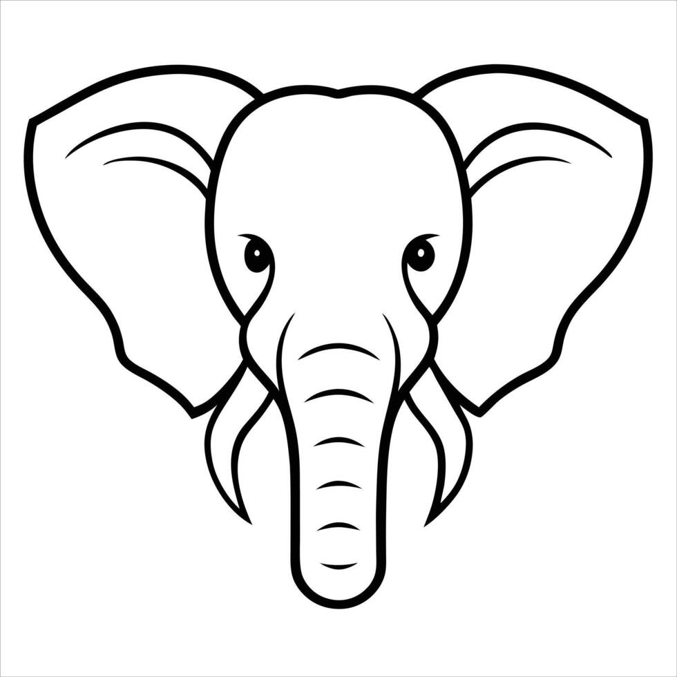 An elephant head is shown in black and white vector