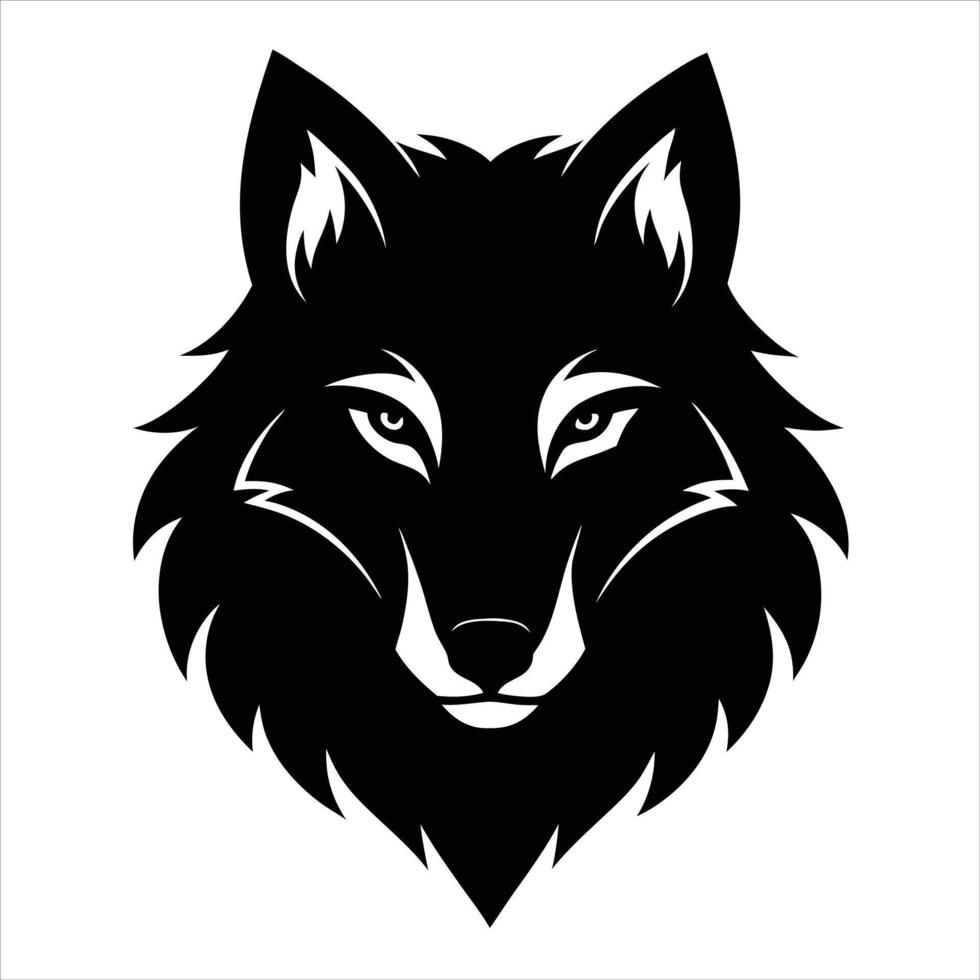 A black and white wolf head on a white background vector