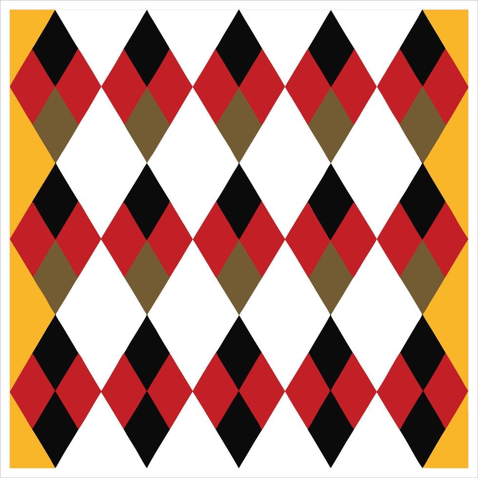 A red, black and yellow argyle pattern vector