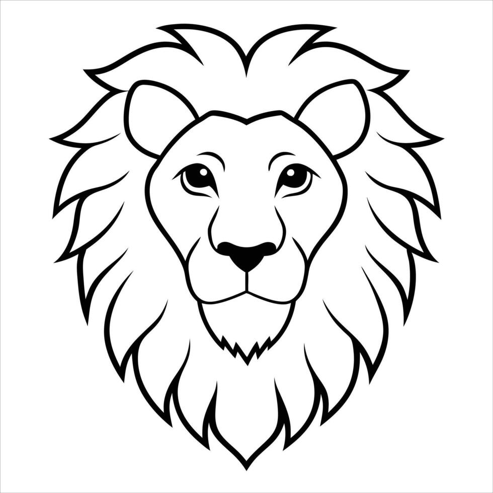 Lion head outline illustration vector