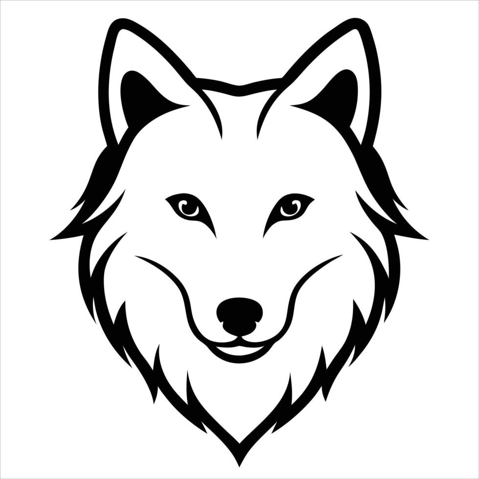 The wolf head is black and white on a white background vector