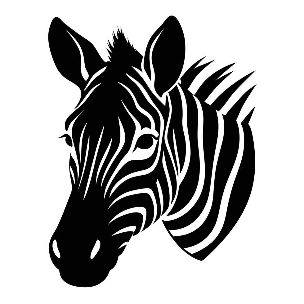 Zebra head silhouette on white background vector