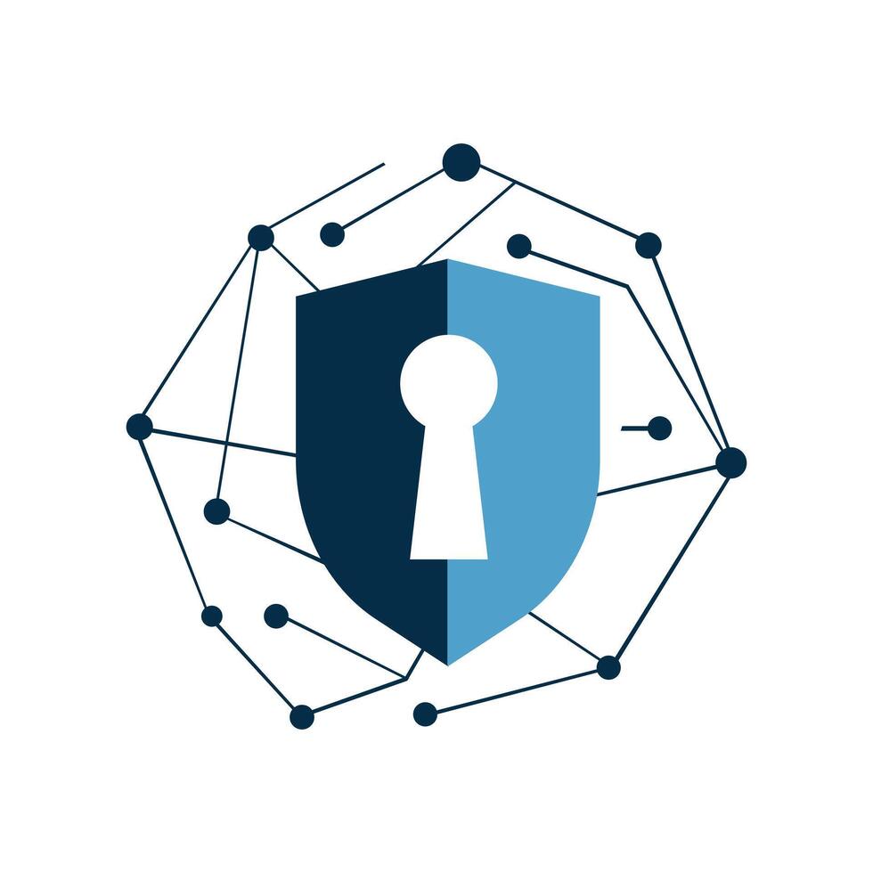 Abstract Geometric Cyber Security Logo Design illustration vector