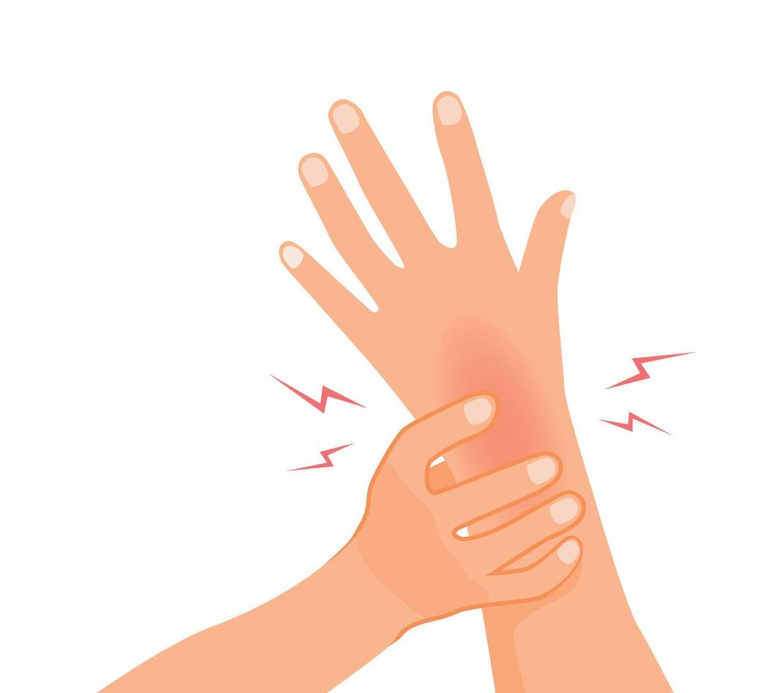 Hand holding painful wrist injury with carpal tunnel syndrome vector