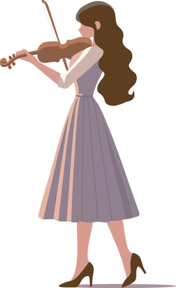 Woman Play Violin Illustration. vector