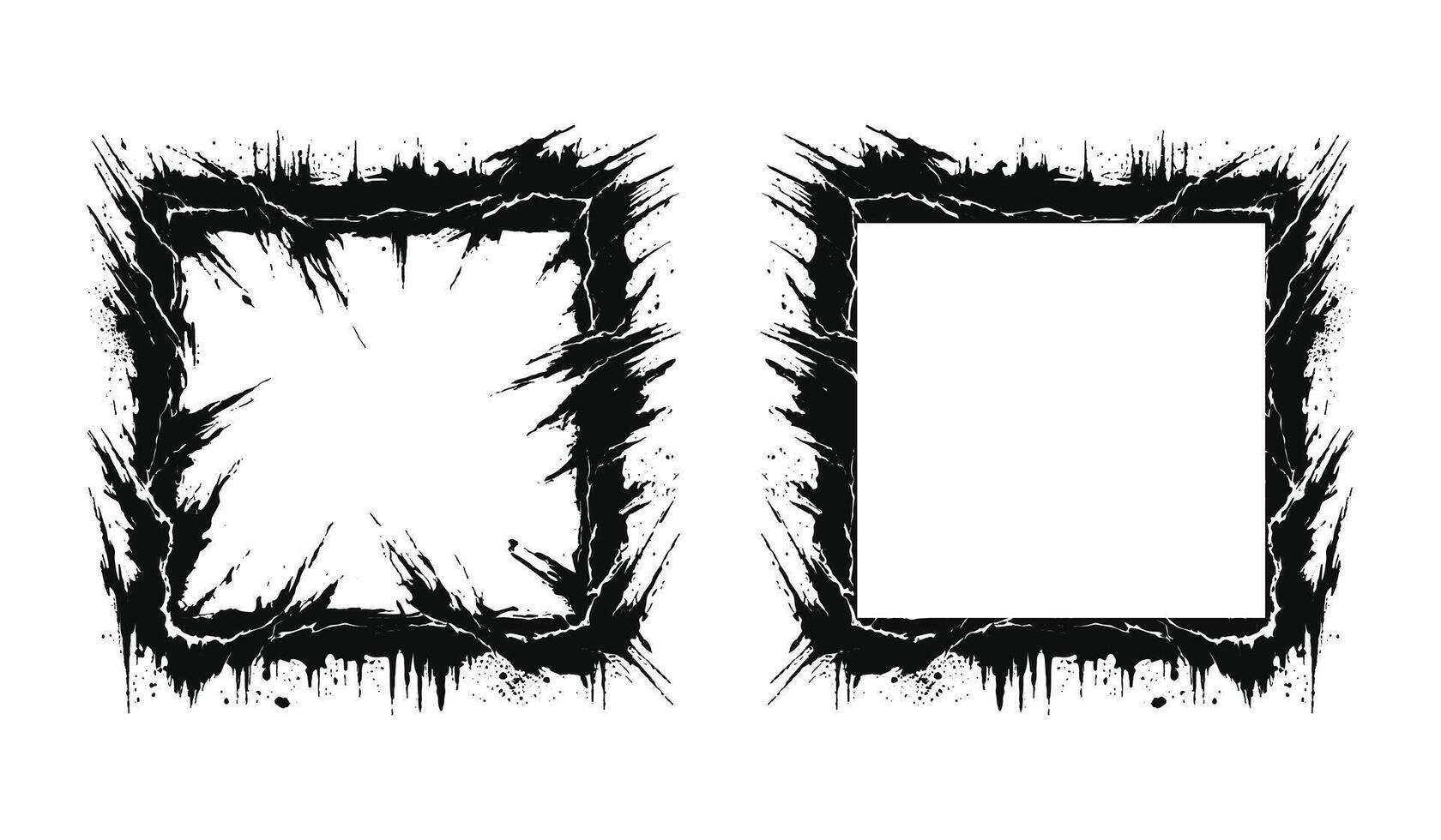 Set of black torn frame design. vector