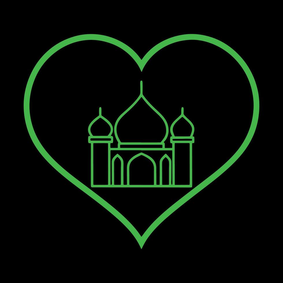 Beautiful Mosque in Heart Shape vector