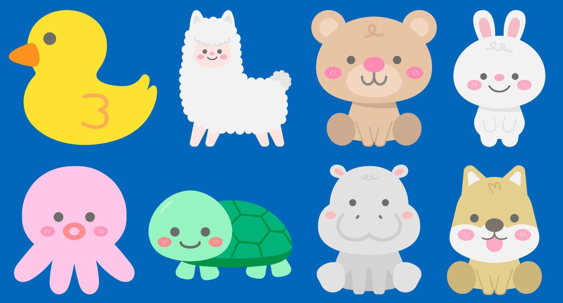 Kids Hand Drawn Cute and lovely Animal Characters vector