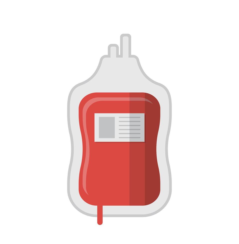 Plastic blood bags are isolated and filled with blood. On-site donation or blood donation concept vector