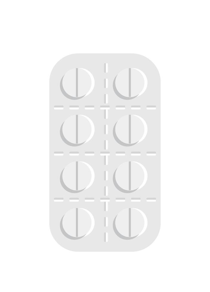 Pills blister isolated on white background, treatment of diseases and pain, pills medicine packs, vitamins, antibiotics vector