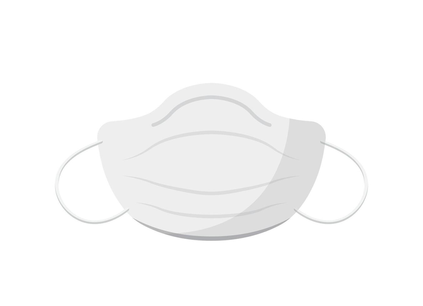 Three-dimensional medical mask or face mask isolated on white background, prevention of coronavirus and infection, illustration icon vector