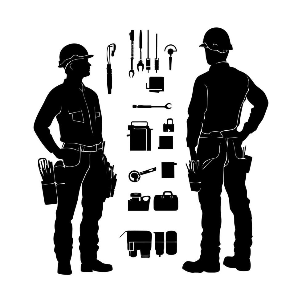 Electrical engineer Silhouette clipart, Electrical Engineer,Power Technician vector