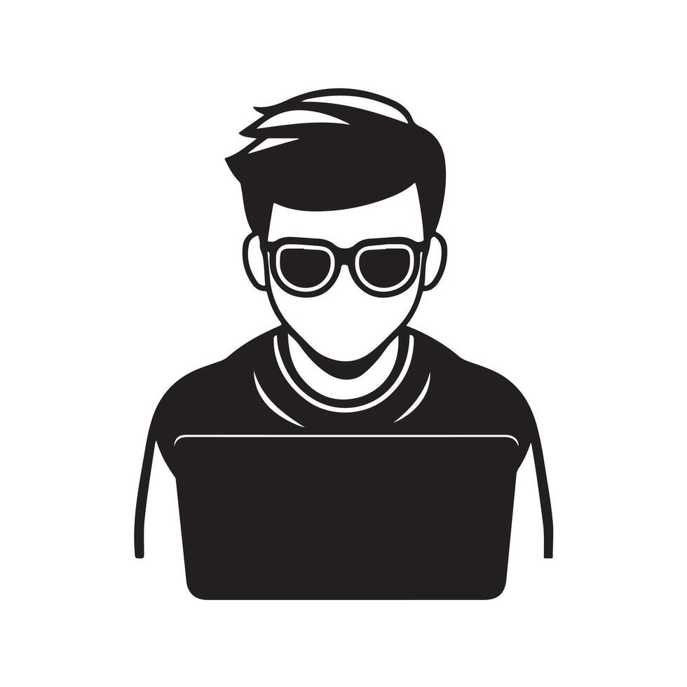 Silhouette of a app developer vector