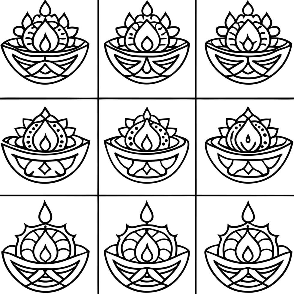 Indian diwali coloring pages vector