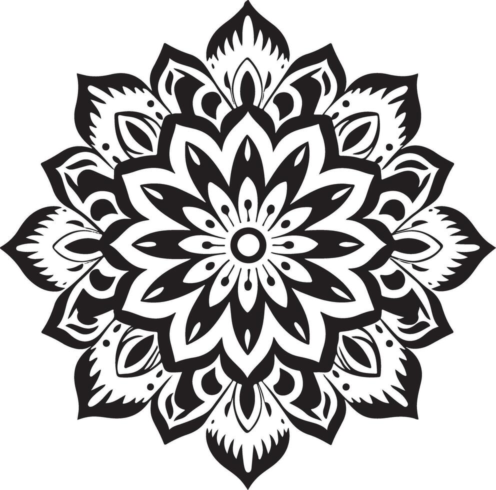 A black and white flower design with a white background vector