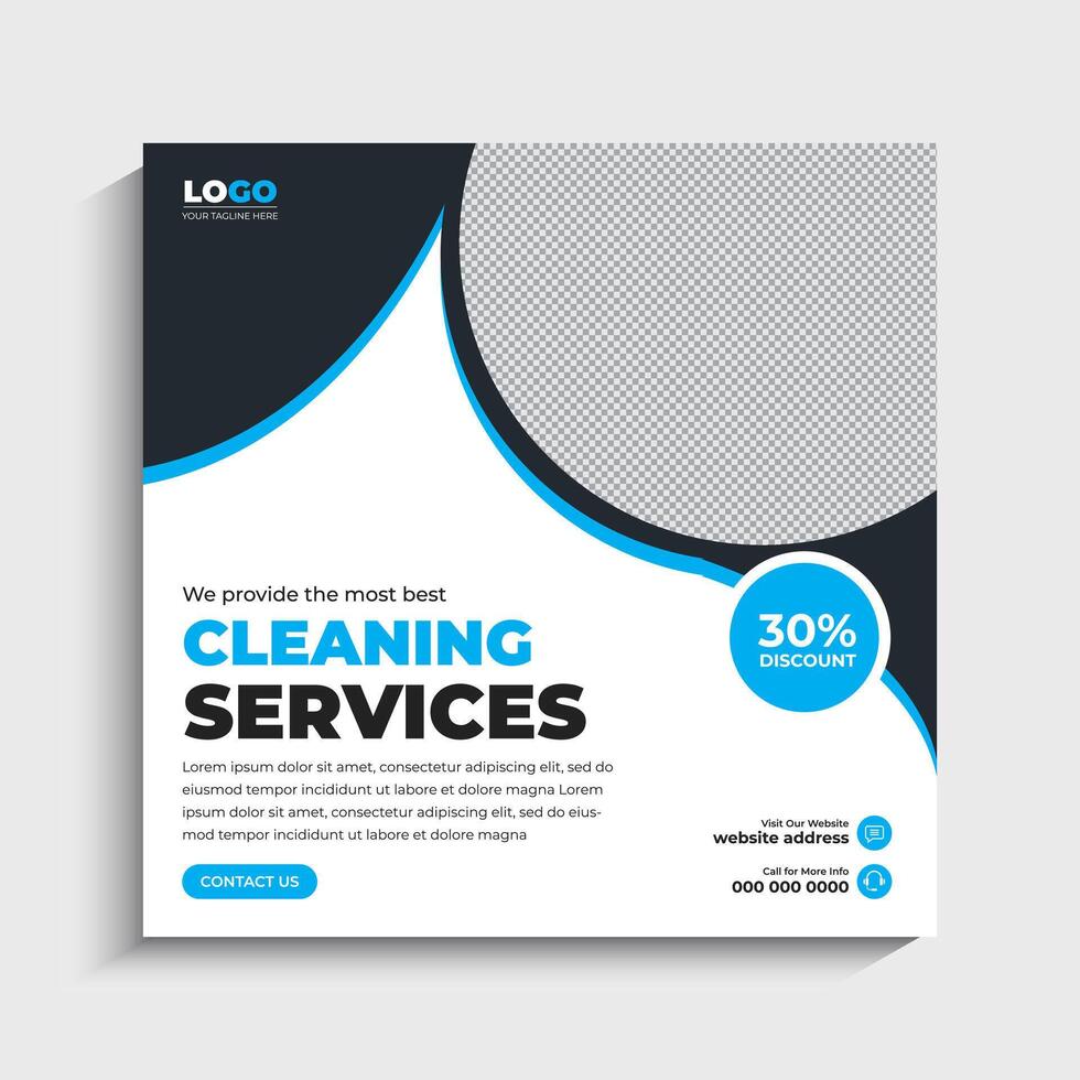 Modern Cleaning Business Social Media post template vector
