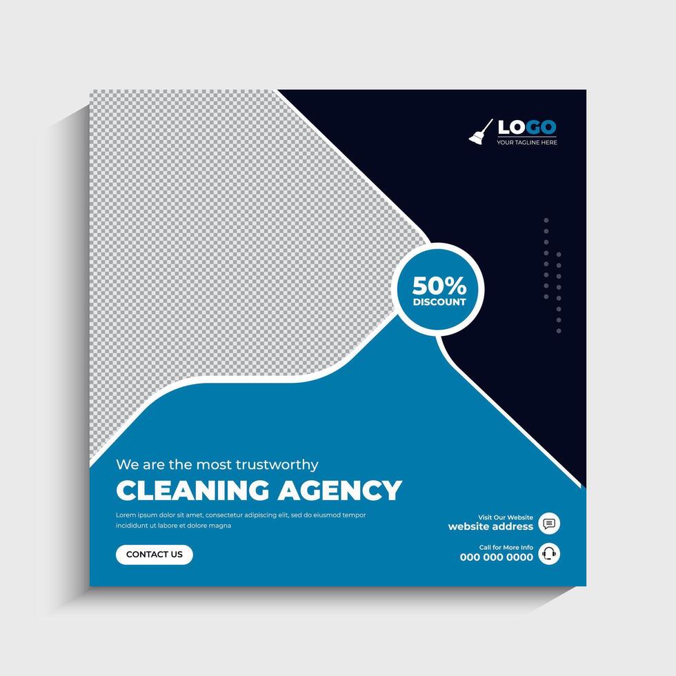 Cleaning Agency post template design vector