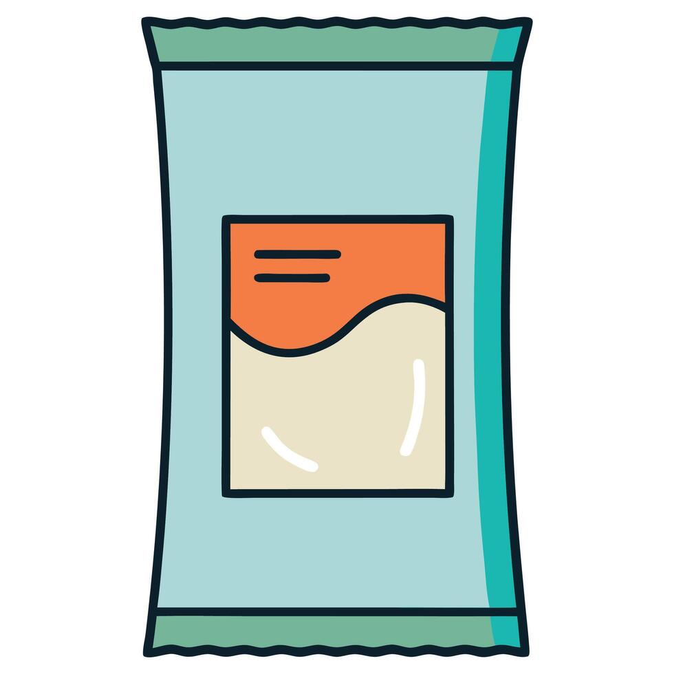 A bag of cereal with a label on it vector