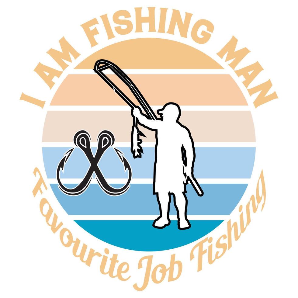 I am Fishing Man T-shirt design. vector