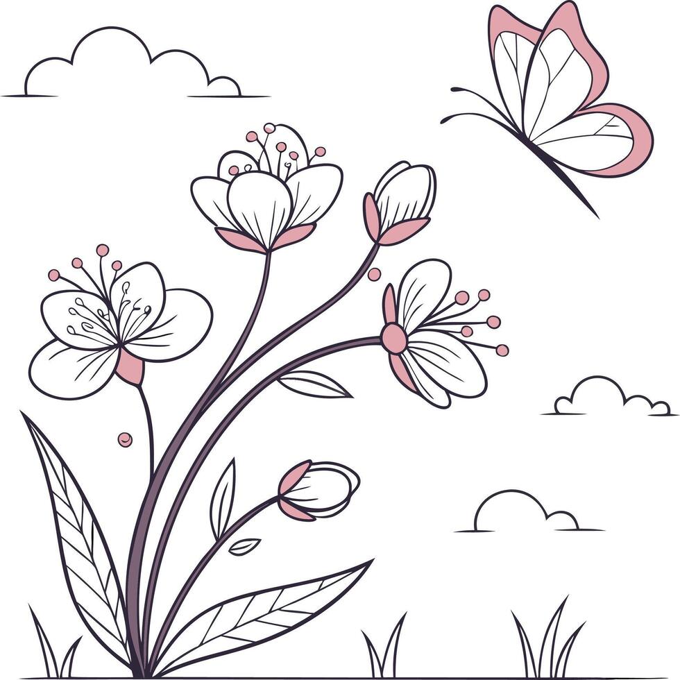 Minimalist Spring on a Clean White Canvas. vector