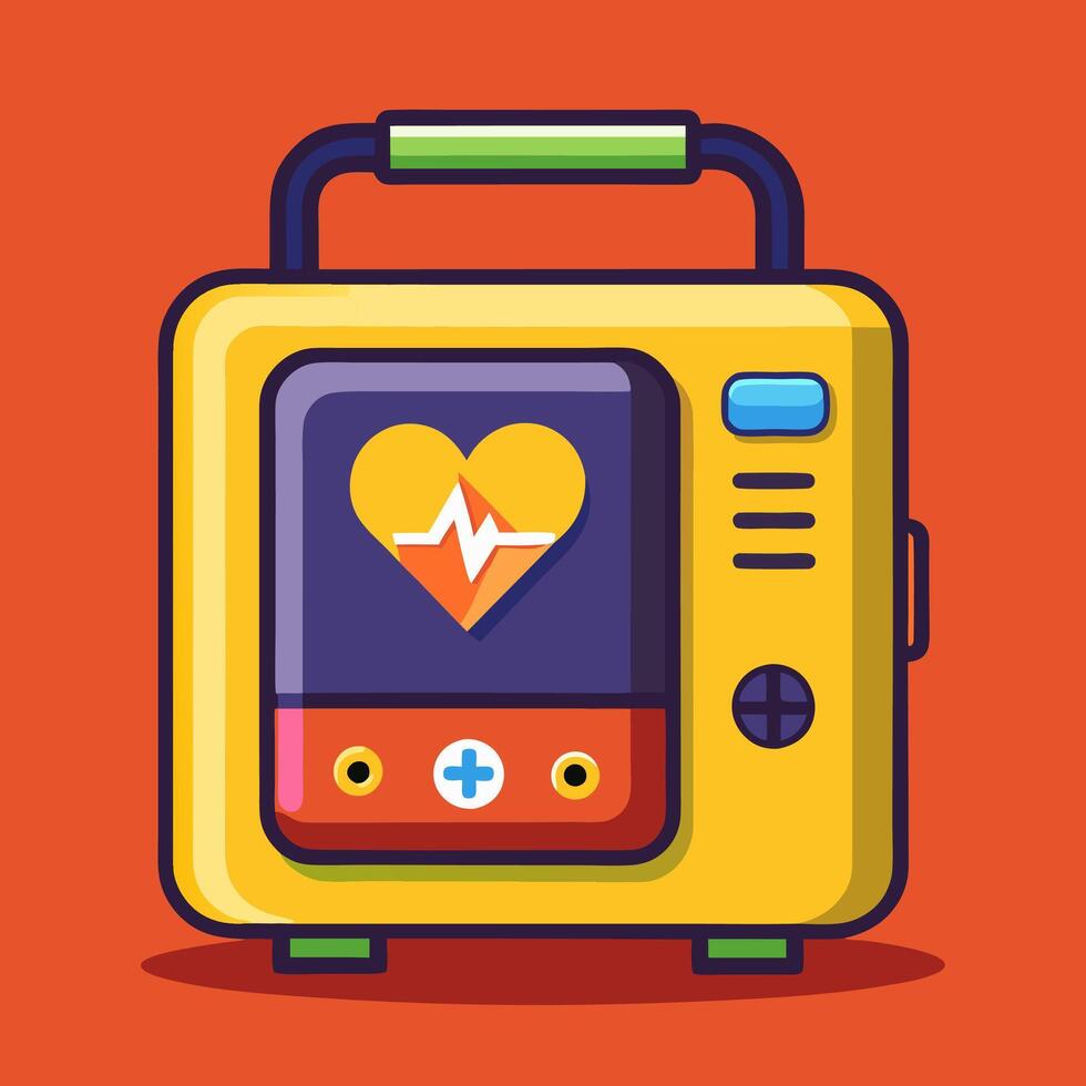 AED emergency defibrillator illustration vector