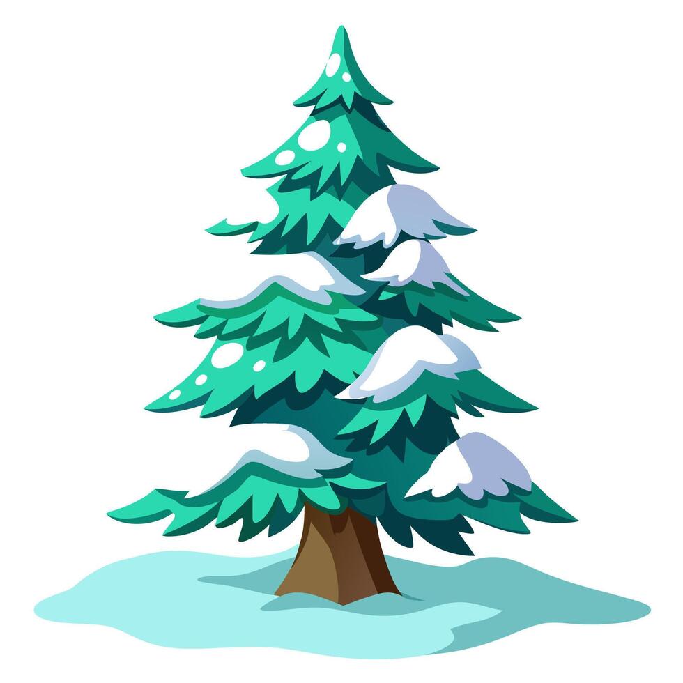 Snow-Covered Pine Tree Winter Illustration vector