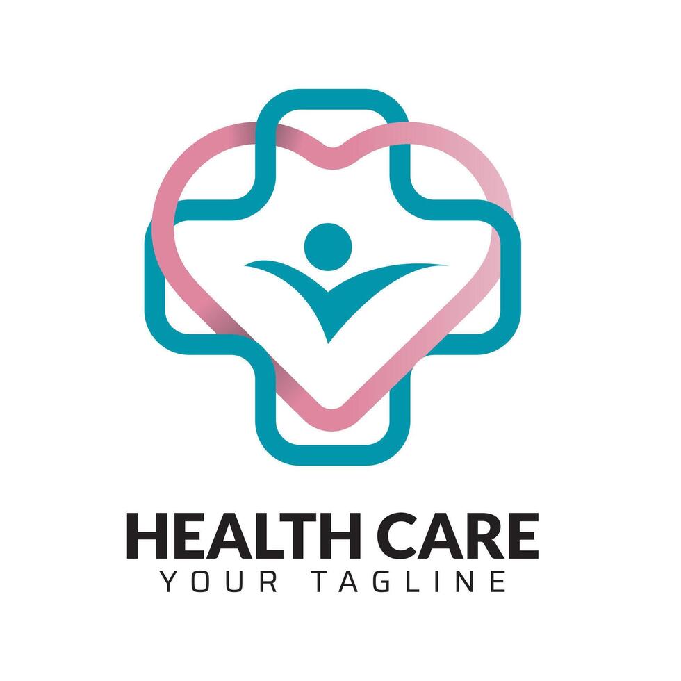 Man Cross Heart Healthy Logo vector