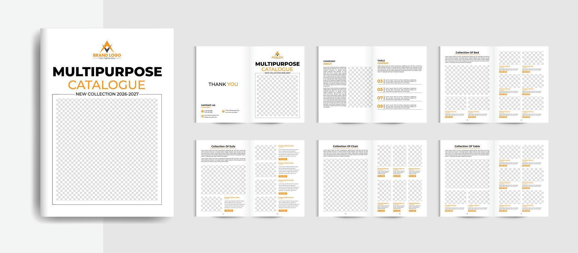 Product catalogue design template and furniture product catalogue vector