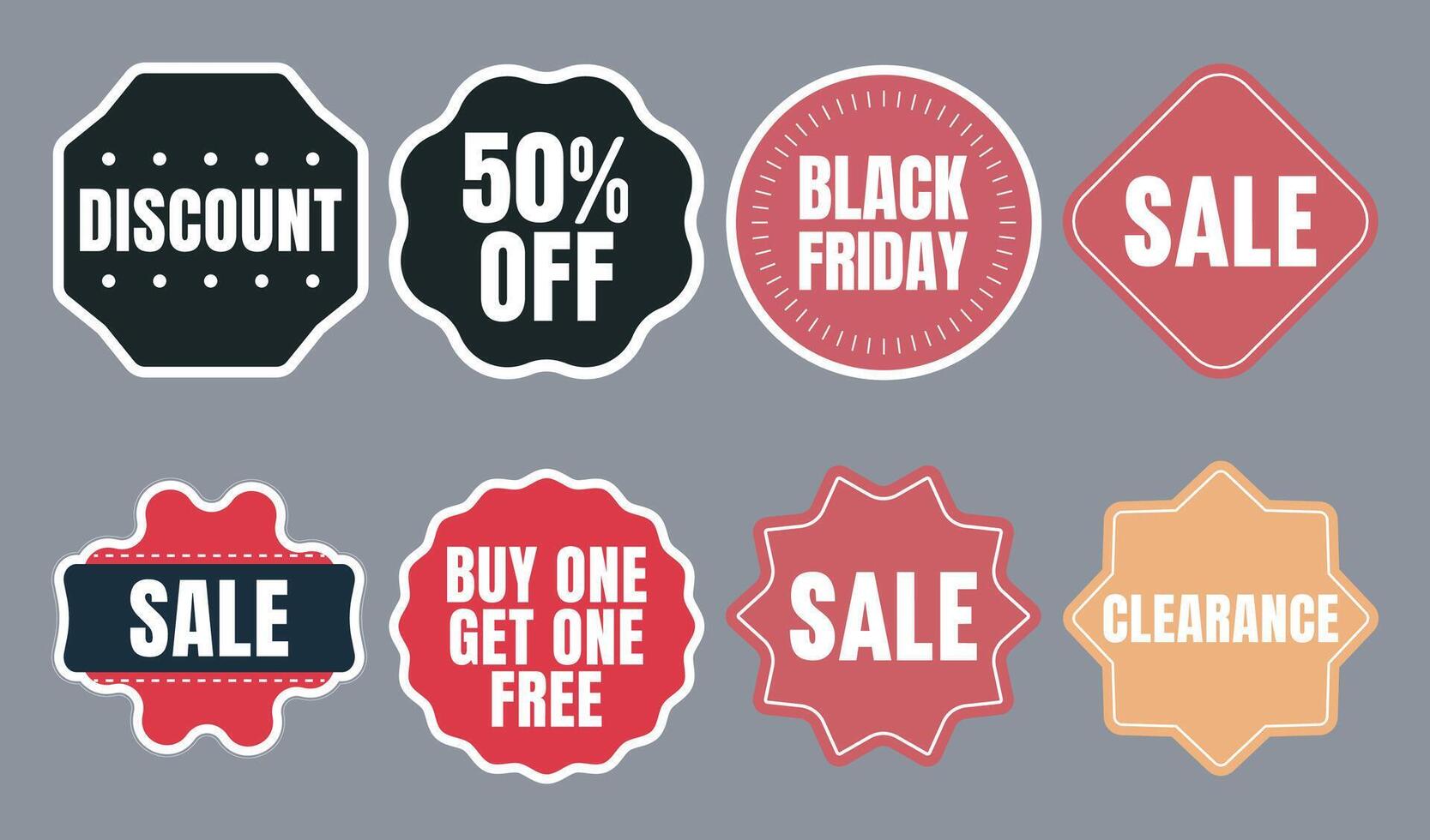 Set of Black Friday and Sale Discount Labels vector