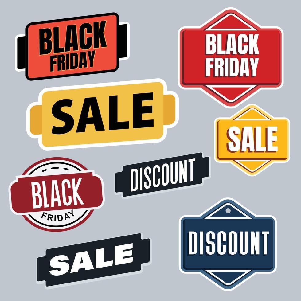 Black Friday and Sale Discount Labels Collection vector