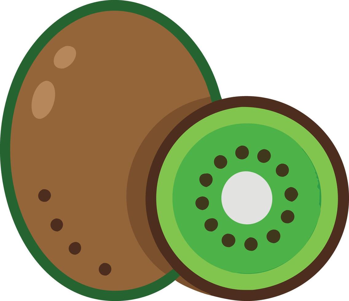 Cartoon illustration of kiwi,showcasing simple, minimalistic,stylized ,colorful design.ideal for food-related designs or healthy eating themes. vector