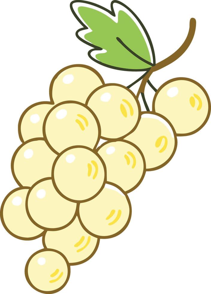 Cartoon Illustration of White Currant Cluster with Leaf, illustration of a white currant cluster with a green leaf in a simple, cartoon style, perfect for berry or summer-themed designs. vector