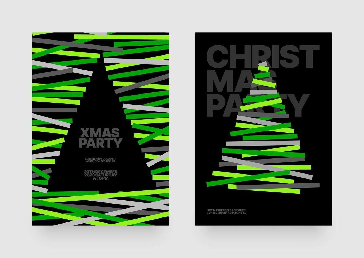 illustration with abstract Christmas tree for flyer template, greeting card, poster, banner or social media. Christmas tree made of geometric shapes. vector