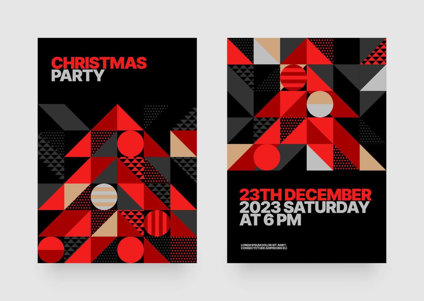 Christmas tree made of geometric shapes. illustration with abstract Christmas tree for flyer template, greeting card, poster, banner or social media. Happy New Year and Merry Christmas. vector