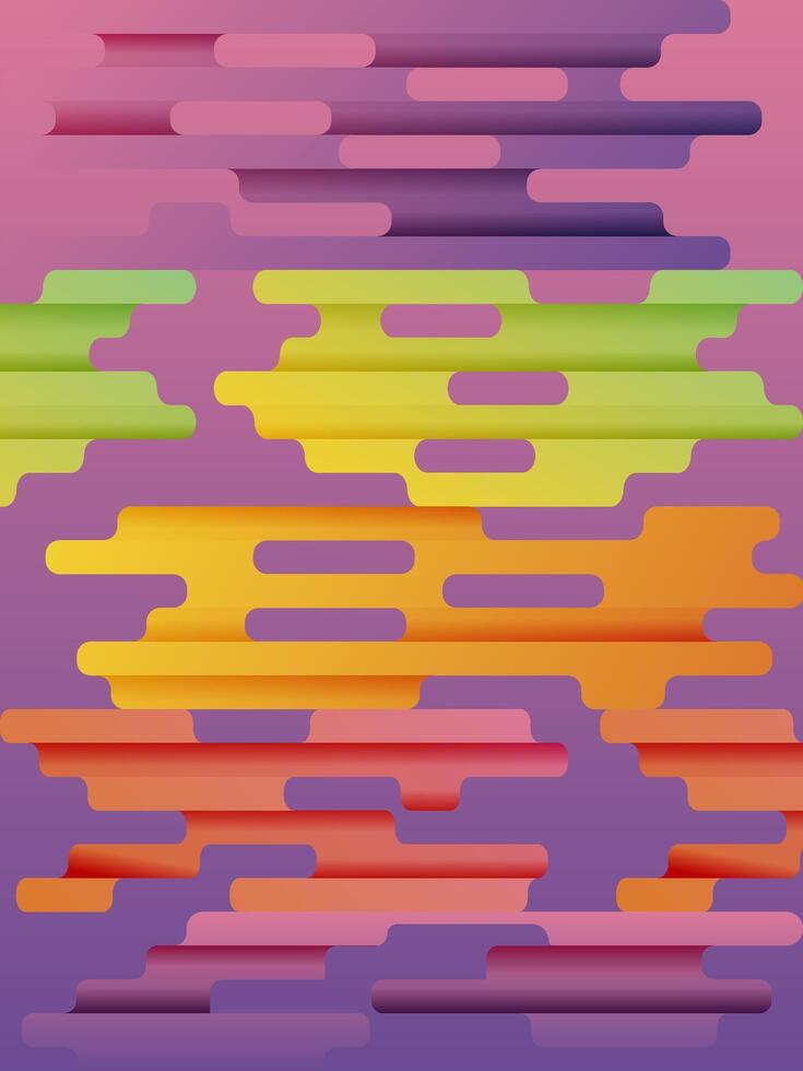 This features an abstract design with horizontal gradient stripes in vibrant colors such as orange, purple, green, yellow, and red. vector