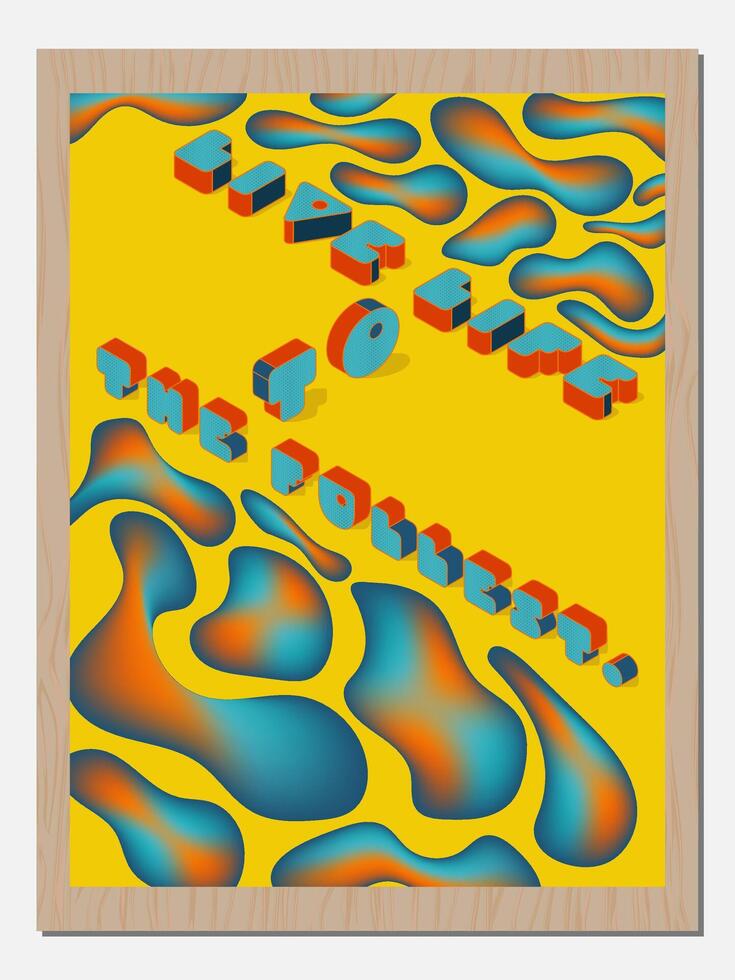 Vibrant yellow background with 3D text Live to the fullest surrounded by blue and orange shapes. Energetic, inspirational design for banners. vector