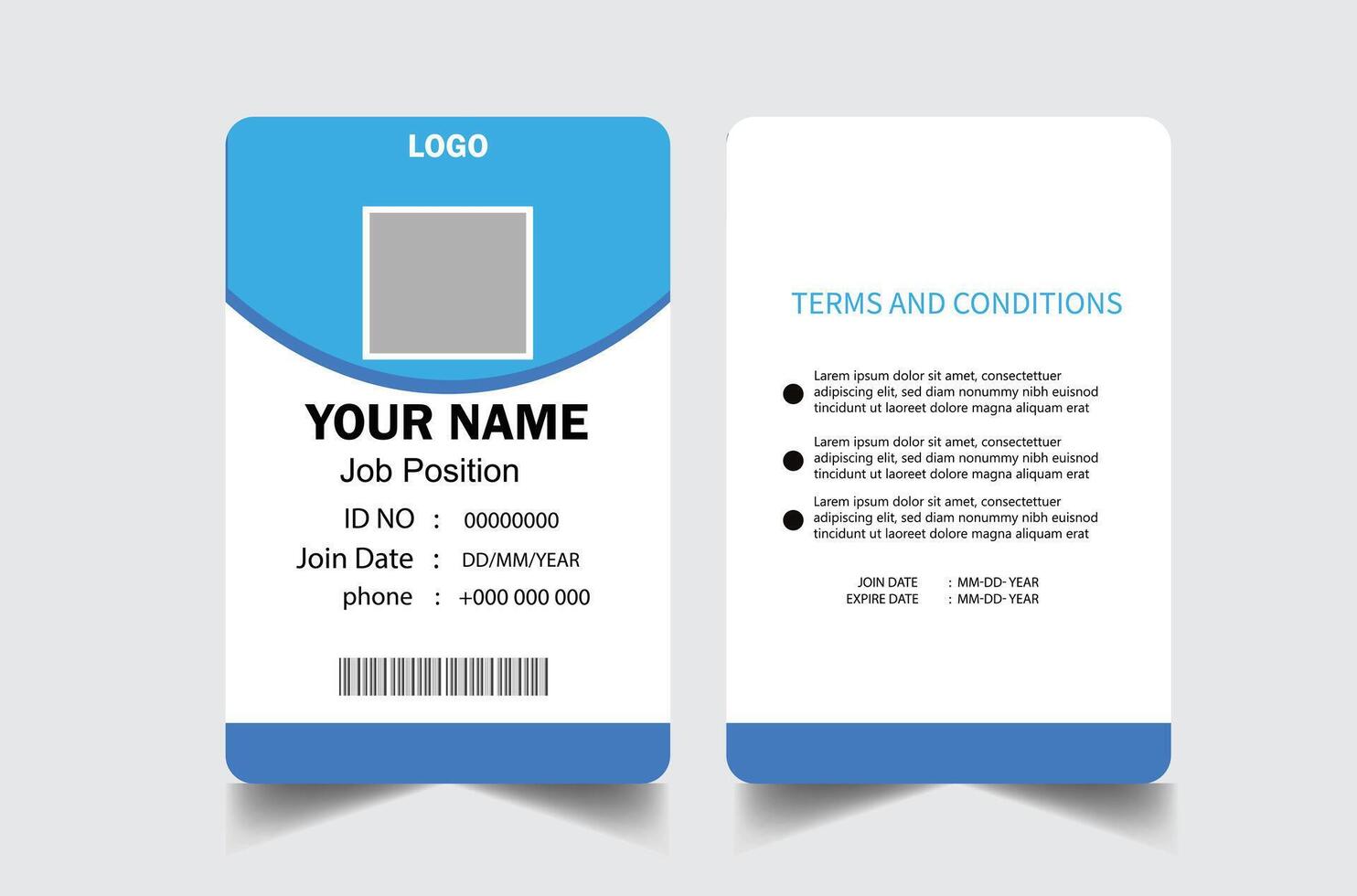 professional id card design template. Modern and clean business id card template. with blue color. corporate modern business id card design template. Company employee id card template. vector