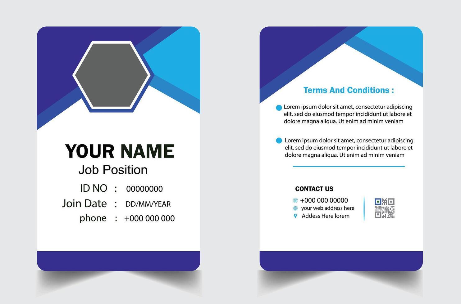 professional id card design template. Modern and clean business id card template. with blue color. corporate modern business id card design template. Company employee id card template. vector