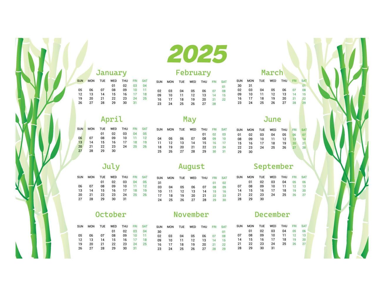 Simple design on One page calendar design 2025 vector