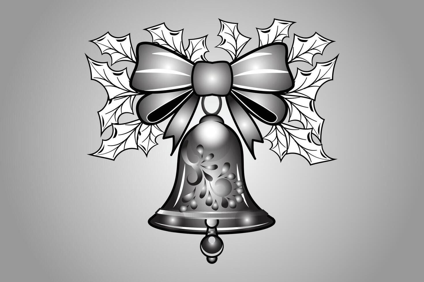 Black and white Christmas illustration. Bell for t shirt design. vector